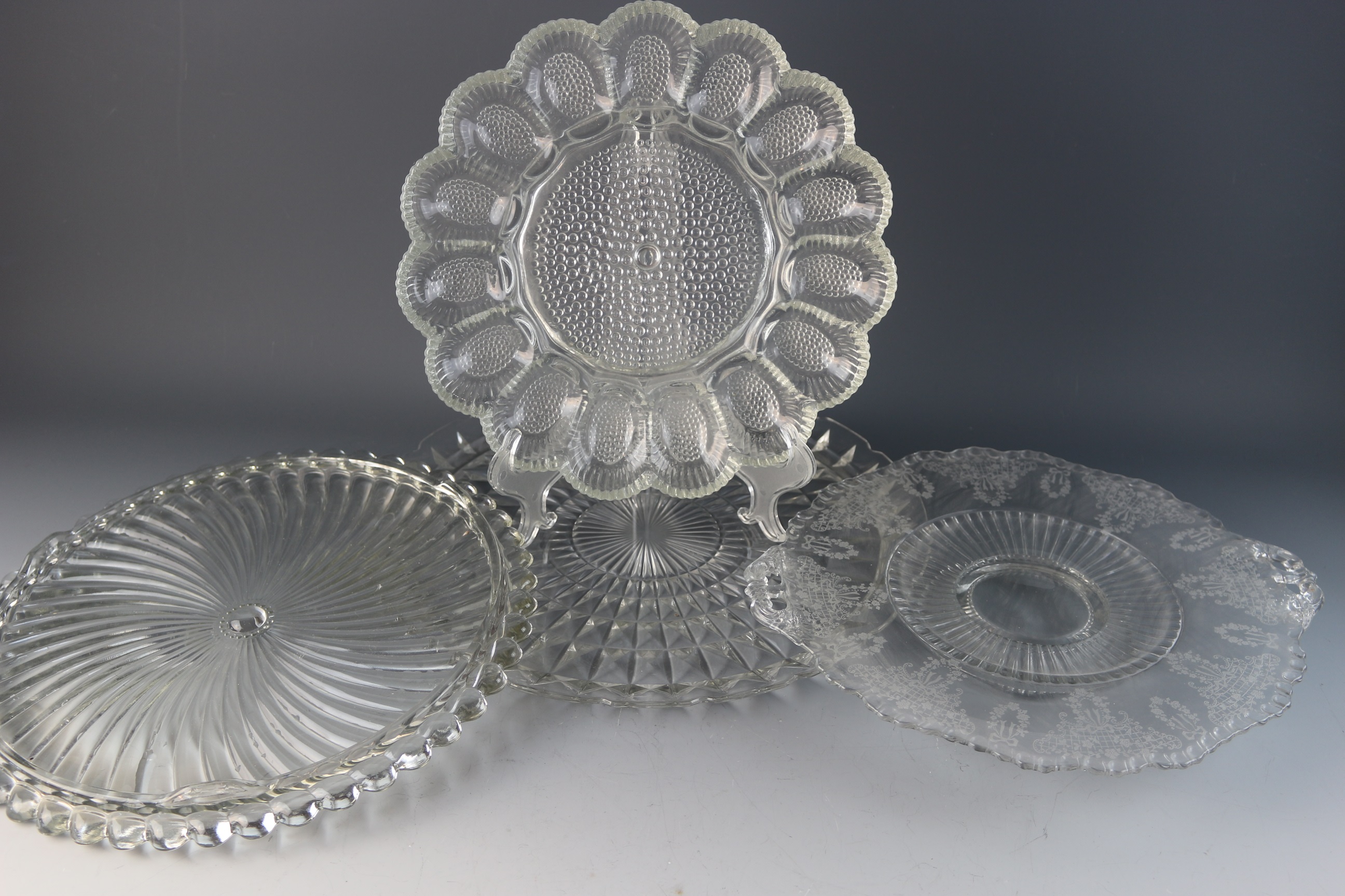 Vintage Glass Large Serving Plates