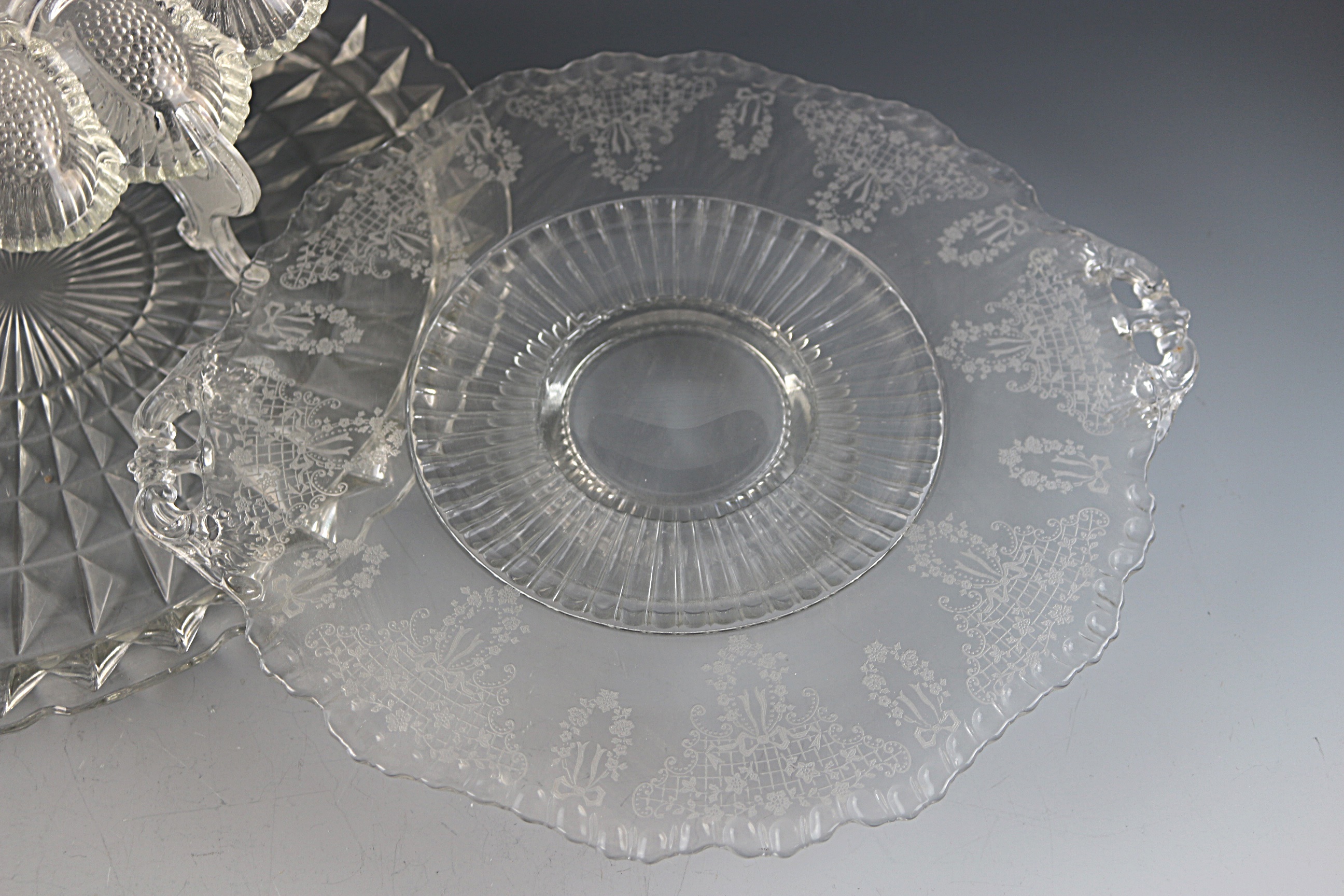 Vintage Glass Large Serving Plates