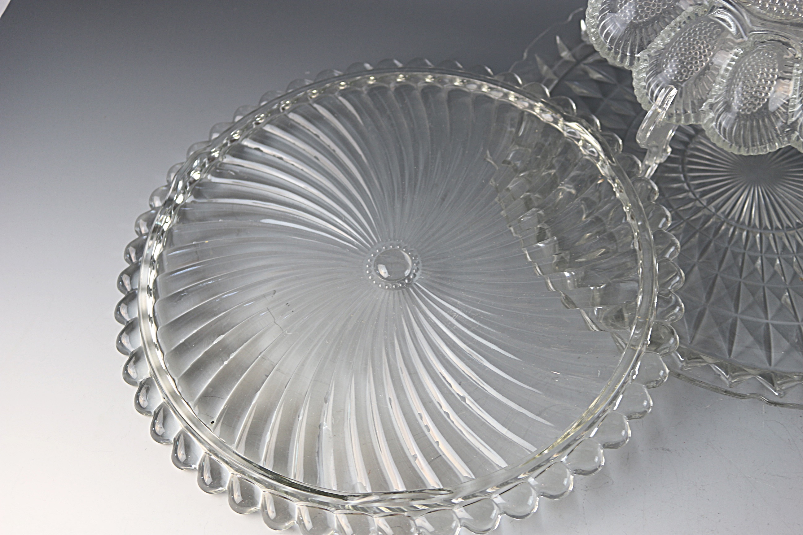 Vintage Glass Large Serving Plates