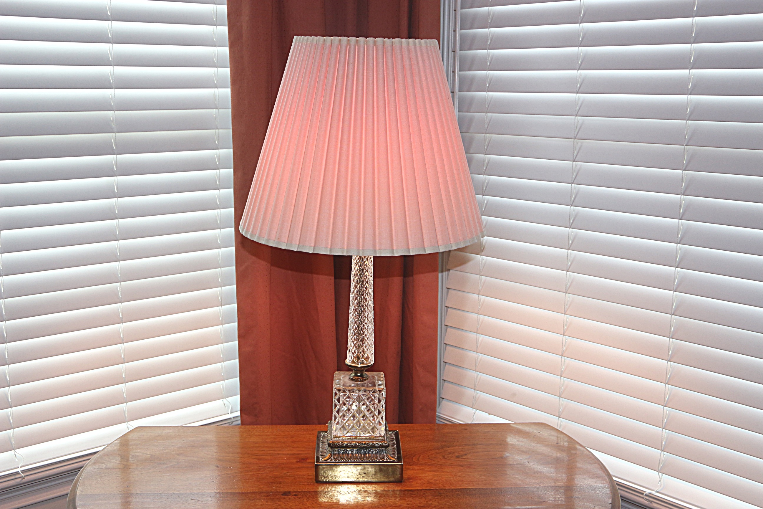 Tall Vintage Crystal and Metal Table Lamp