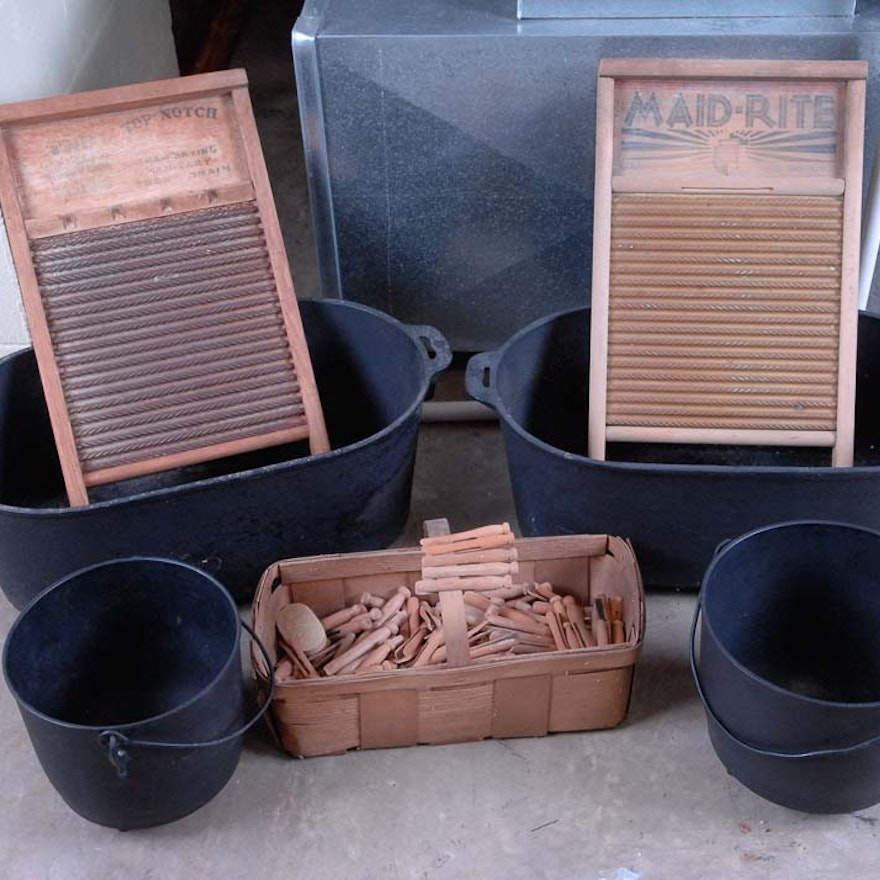 Cast Iron Pots and Washboards