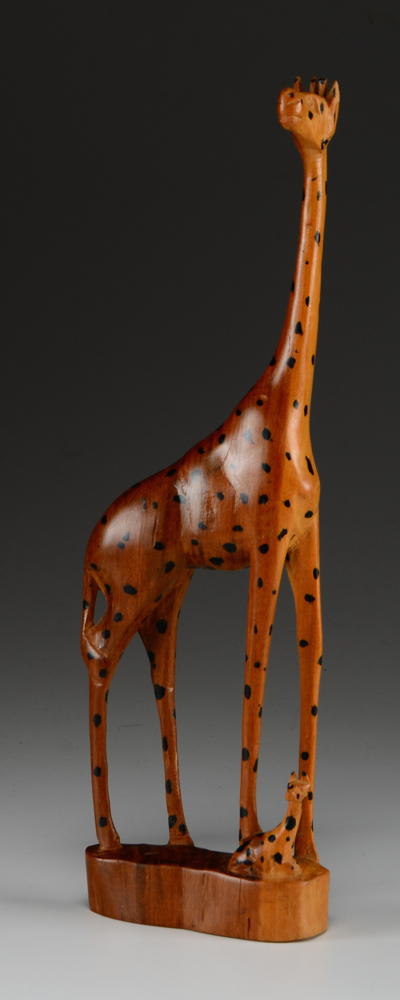 Two African Wood Carved Giraffes