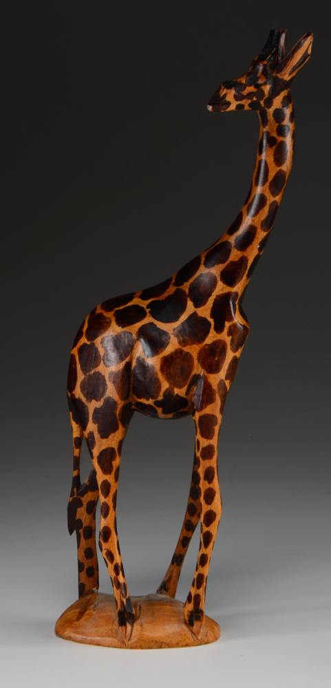 Two African Wood Carved Giraffes