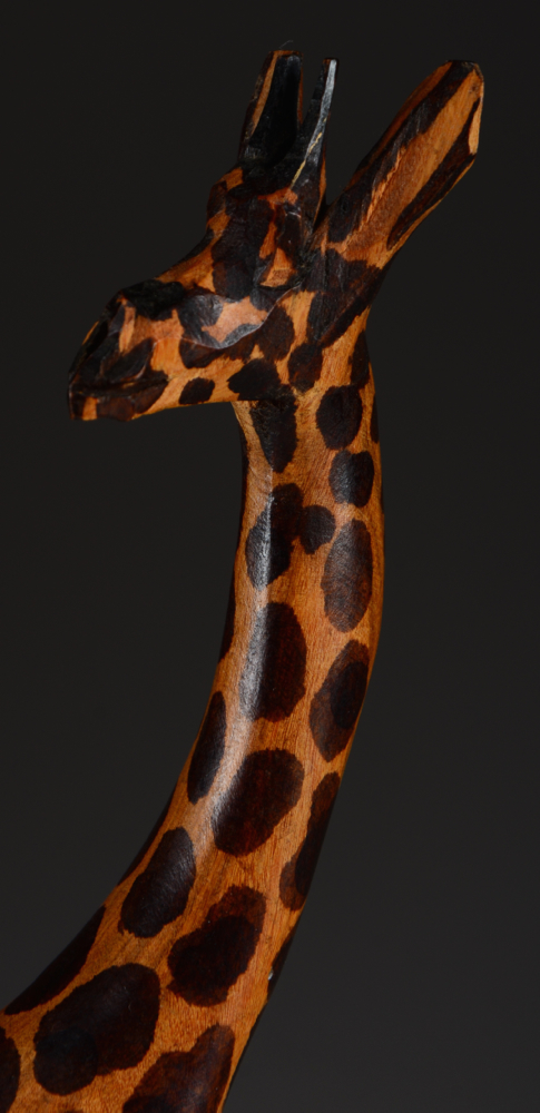 Two African Wood Carved Giraffes