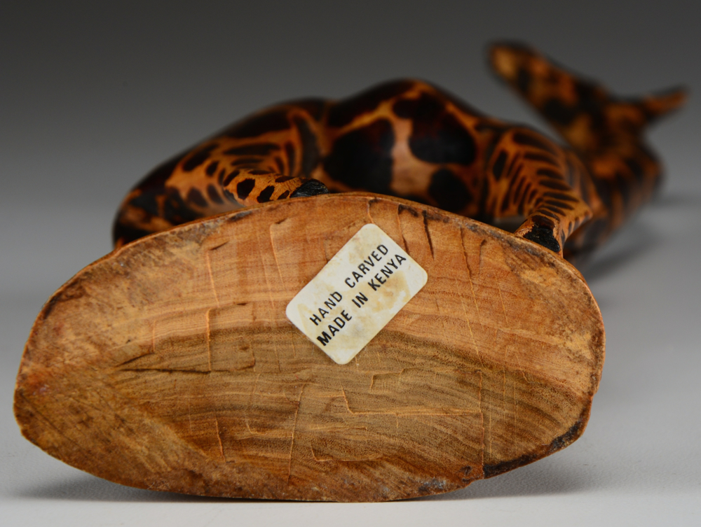 Two African Wood Carved Giraffes