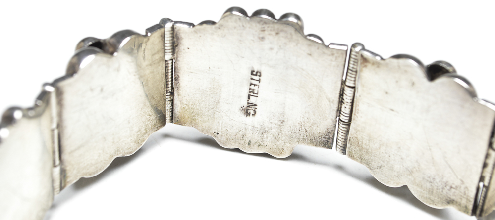 Mexican Sterling Silver and Green Onyx Bracelet