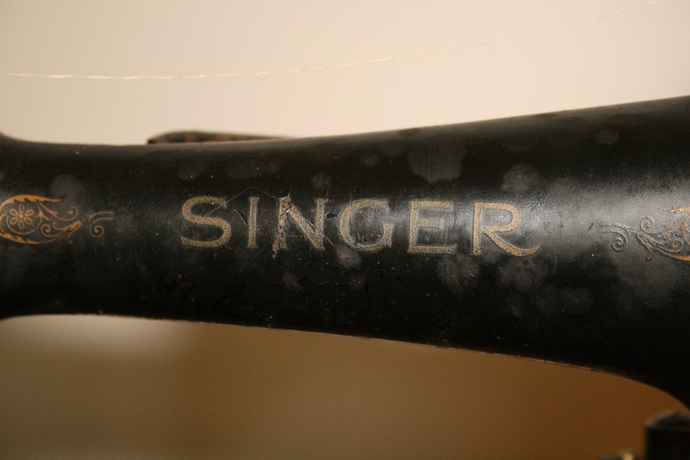 Vintage Singer Sewing Machine and Walnut Cabinet