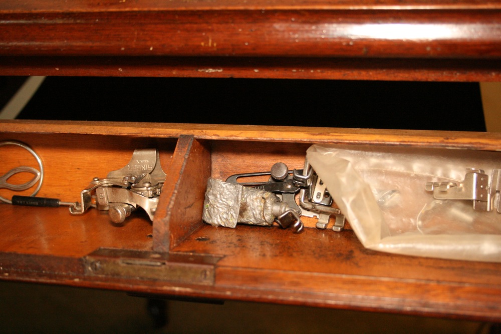 Vintage Singer Sewing Machine and Walnut Cabinet