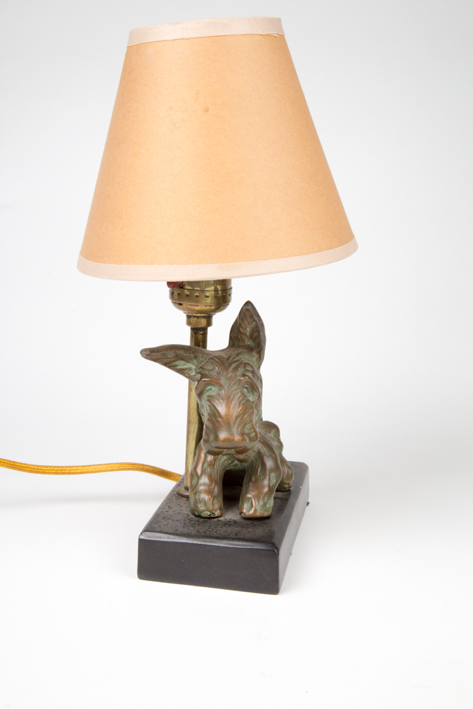 Pair of Hubley Style Scottish Terrier Lamps