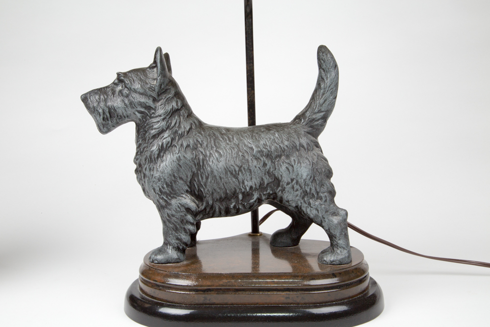 Pair of Hubley Style Scottish Terrier Lamps