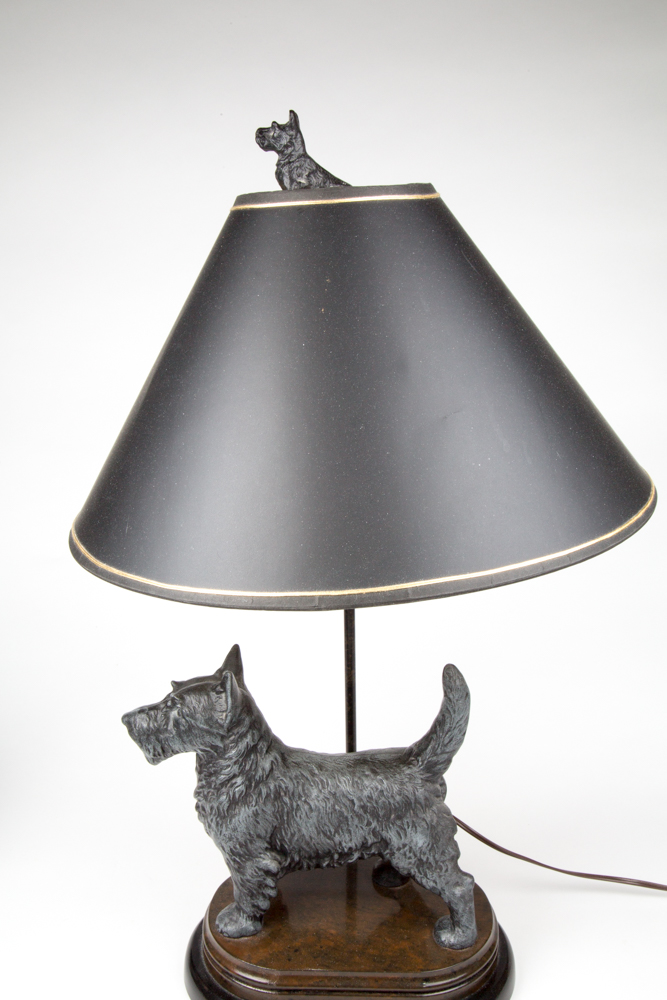 Pair of Hubley Style Scottish Terrier Lamps