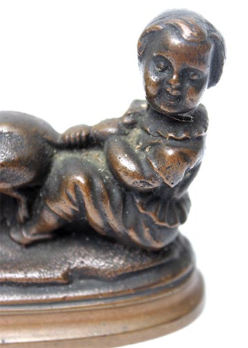 Cast Brass Paperweight - Boy and His Dog