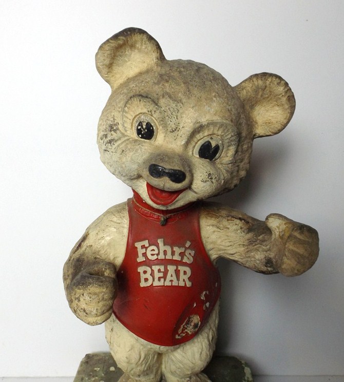 Vintage Fehr's Beer Chalk Bear Advertising Figurine