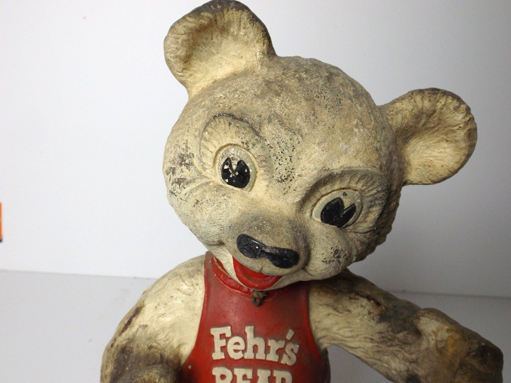 Vintage Fehr's Beer Chalk Bear Advertising Figurine