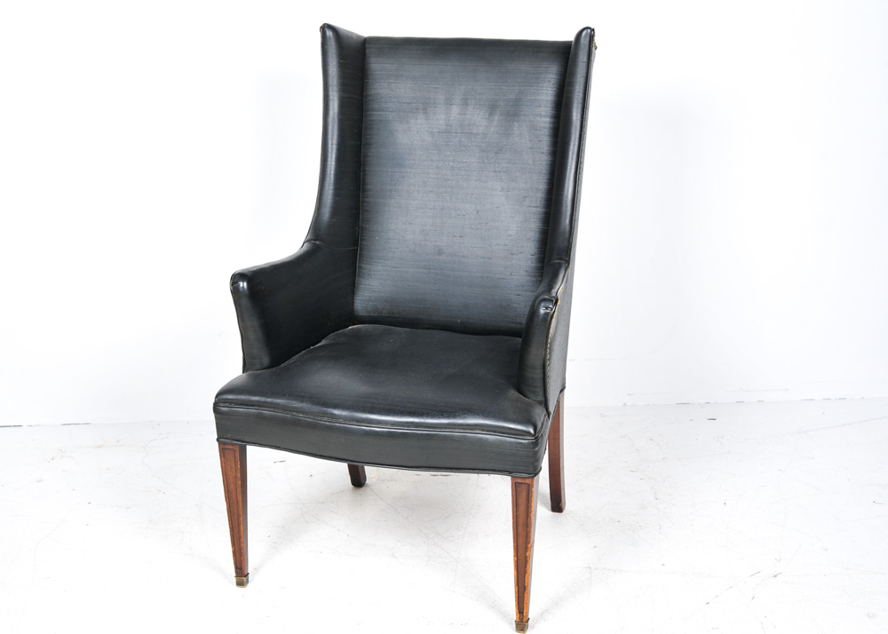 Vintage Navy Blue Wingback Chair