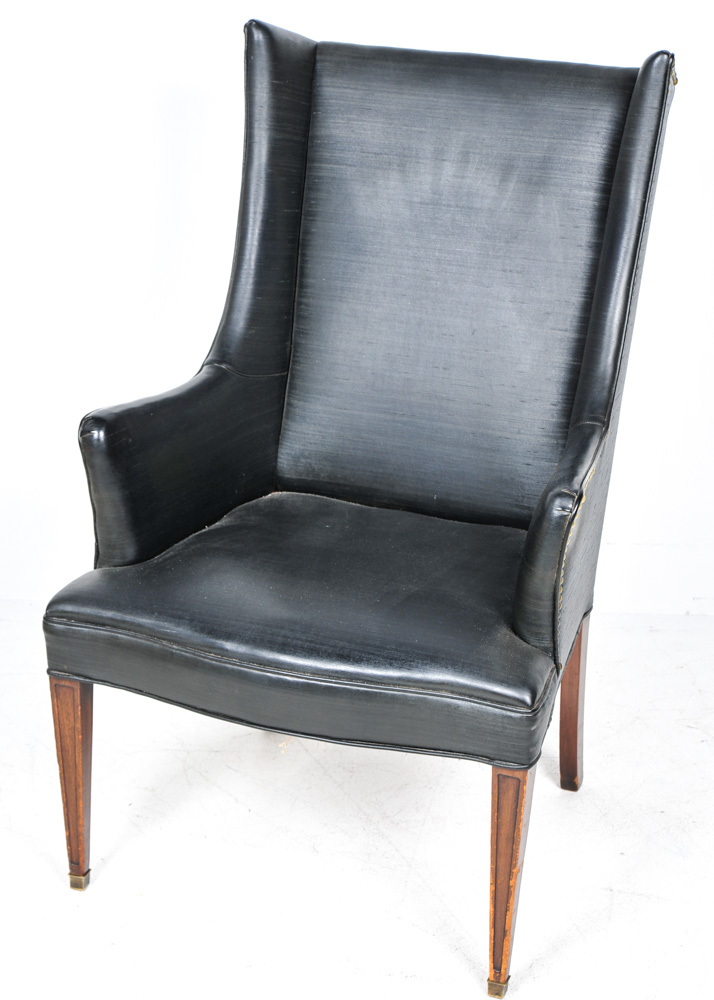 Vintage Navy Blue Wingback Chair