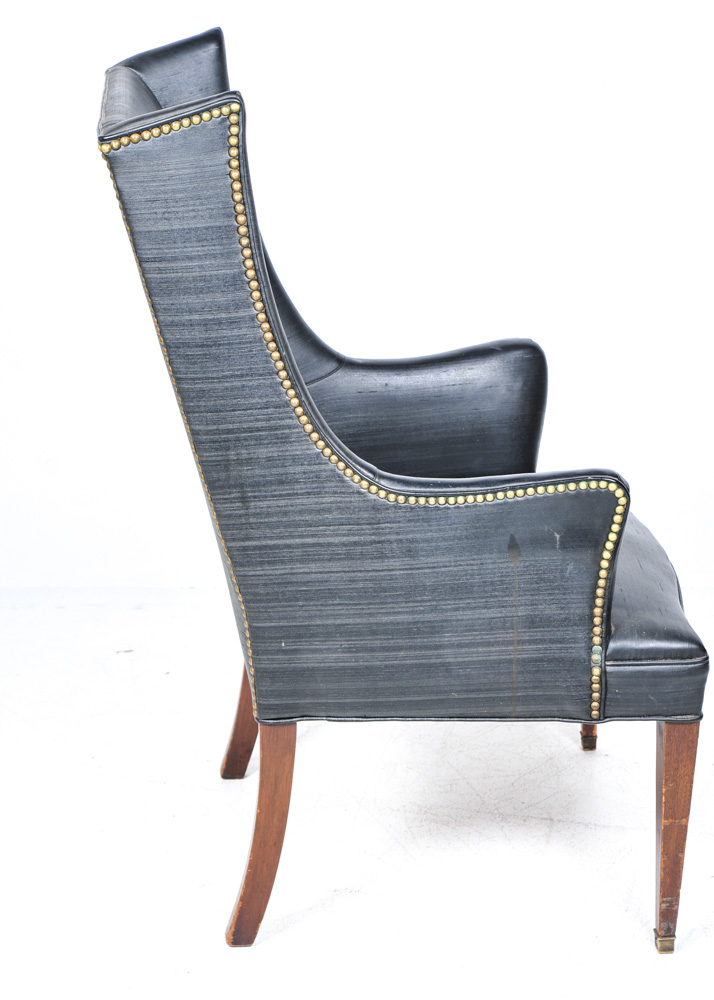 Vintage Navy Blue Wingback Chair