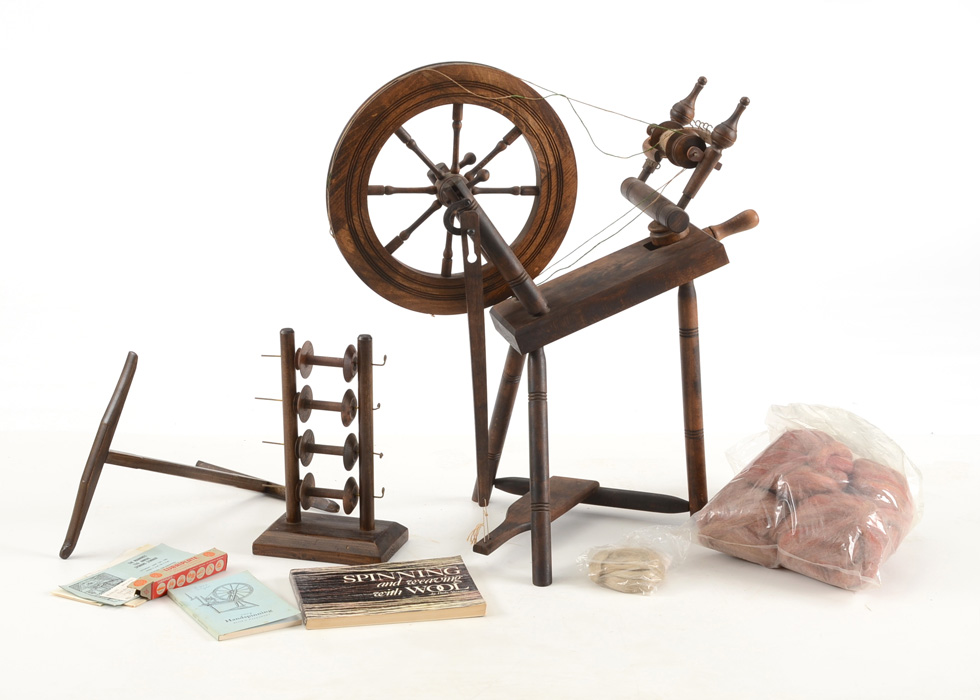 Vintage Haldane Spinning Wheel and Accessories