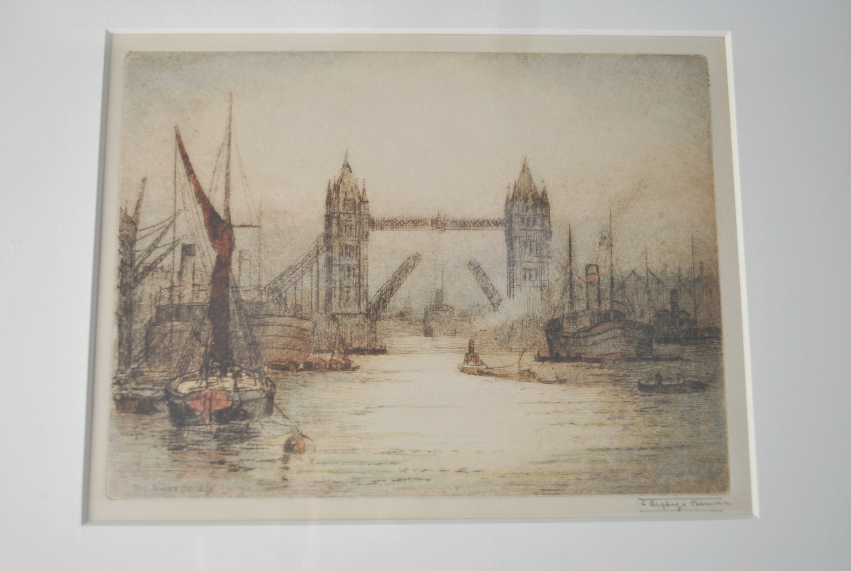 Pair of Signed Color Tinted Etchings By James Alphege Brewer