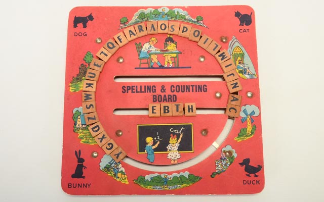 Vintage Children's Spelling and Counting Board