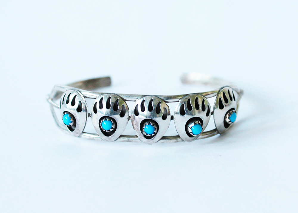 Sterling and Turquoise Bear Claw Cuff