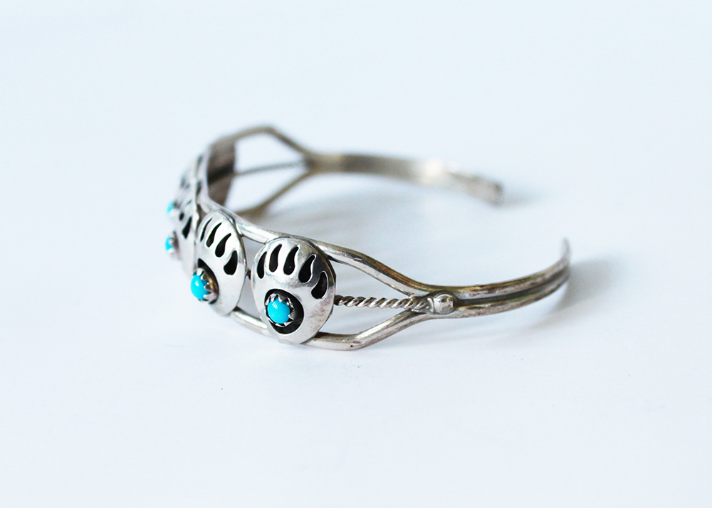 Sterling and Turquoise Bear Claw Cuff
