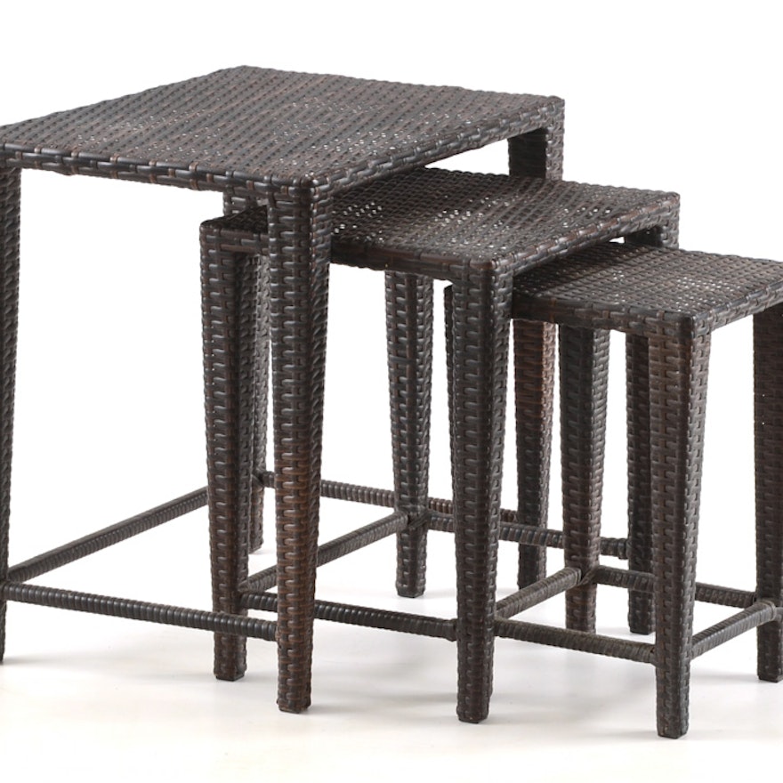 Three Resin Wicker All Weather Nesting Tables