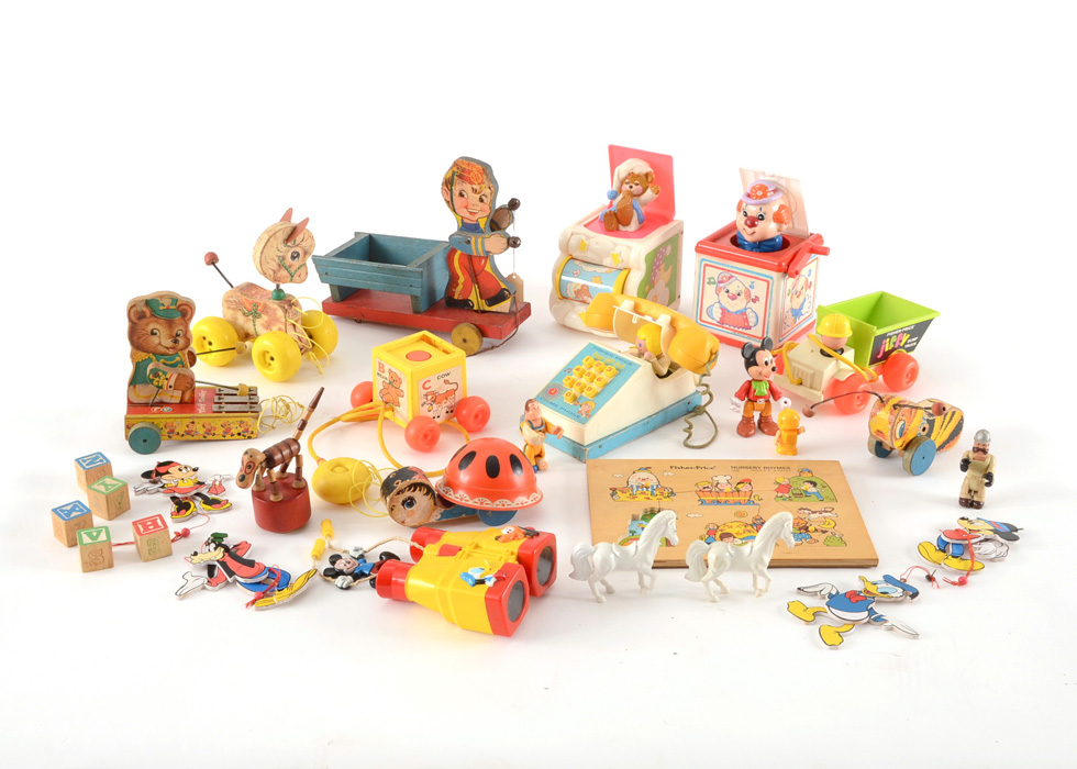 Box Lot of Mixed Vintage Fisher Price Toys