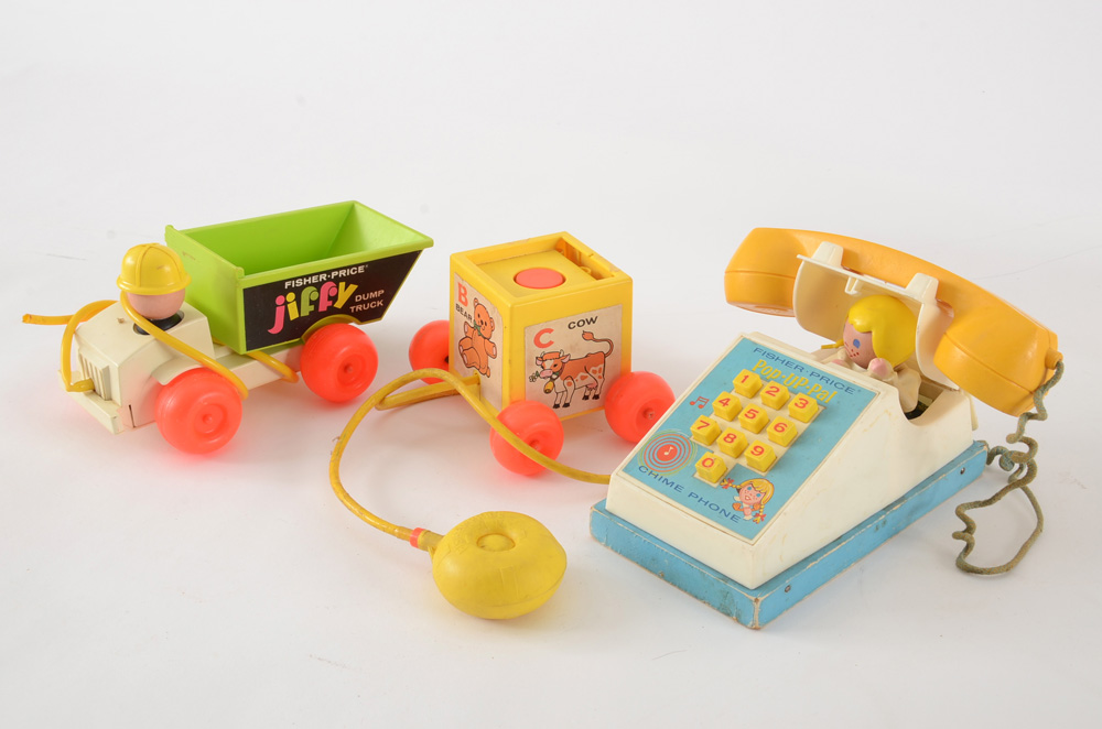 Box Lot of Mixed Vintage Fisher Price Toys