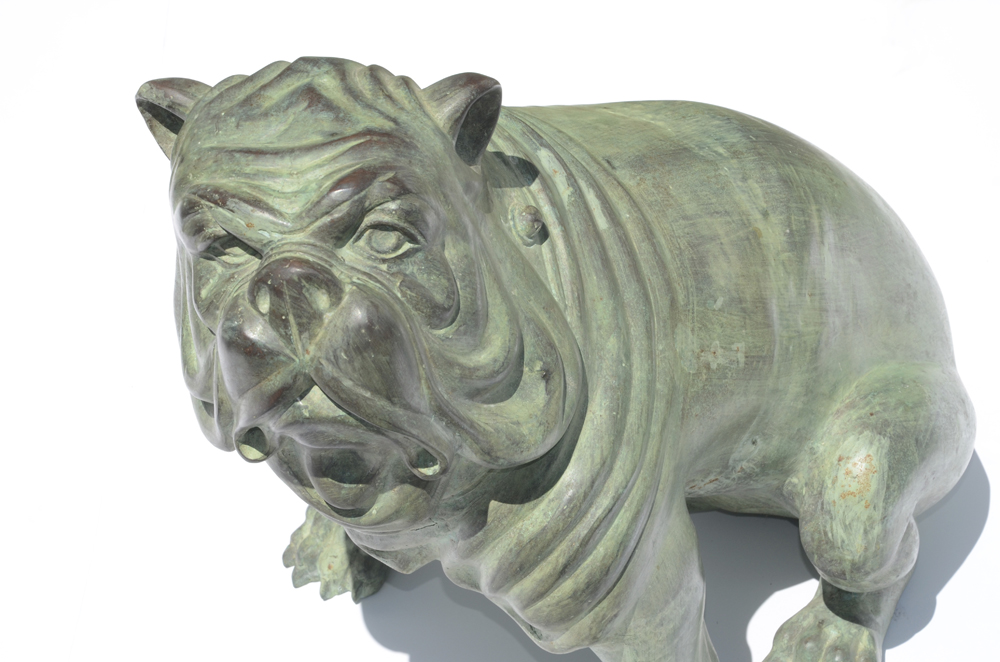 Pair of Life-Size Bronze English Bulldog Statues