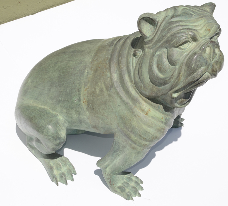 Pair of Life-Size Bronze English Bulldog Statues