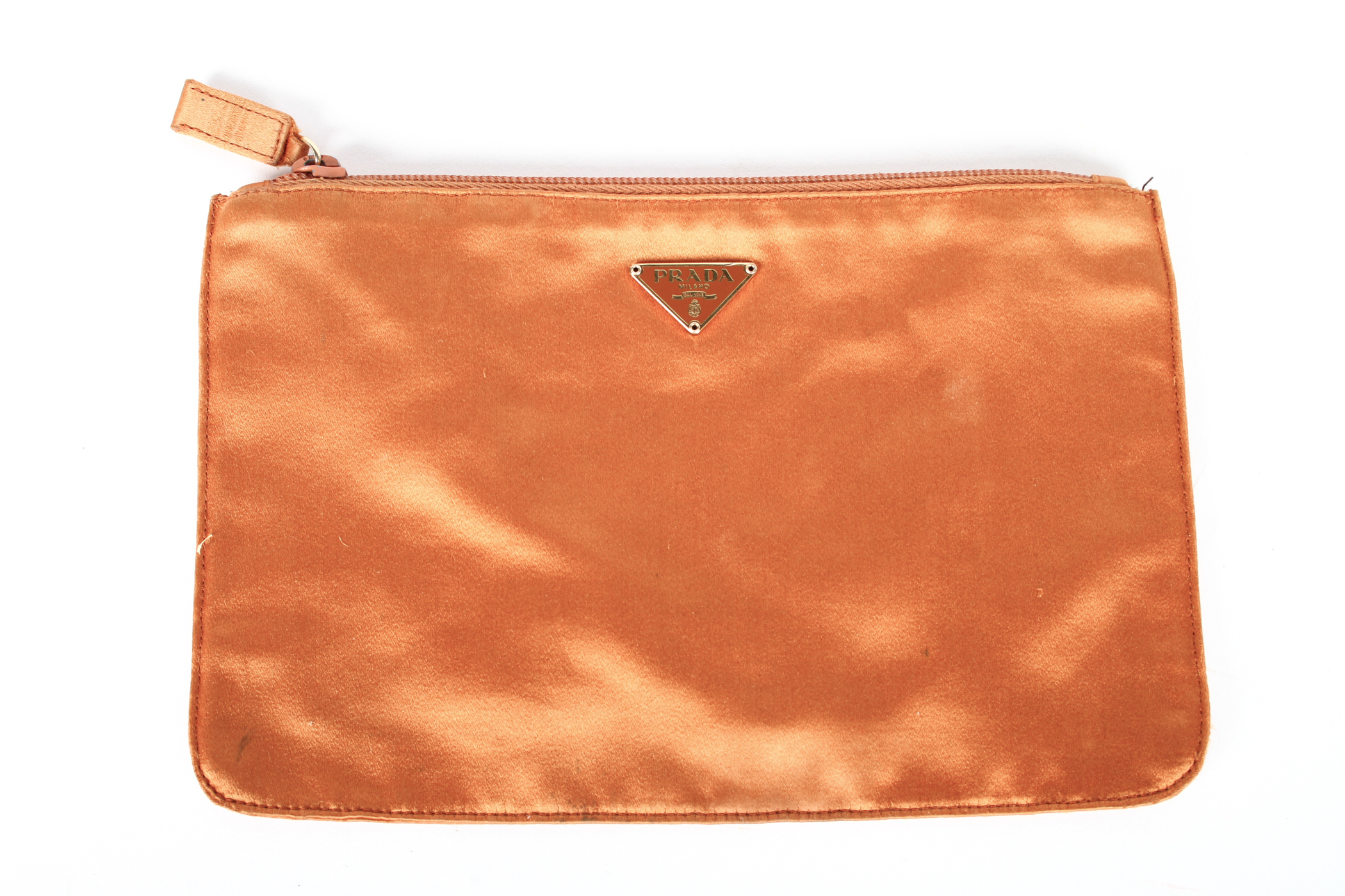 Satin Prada Pouch in Terracotta