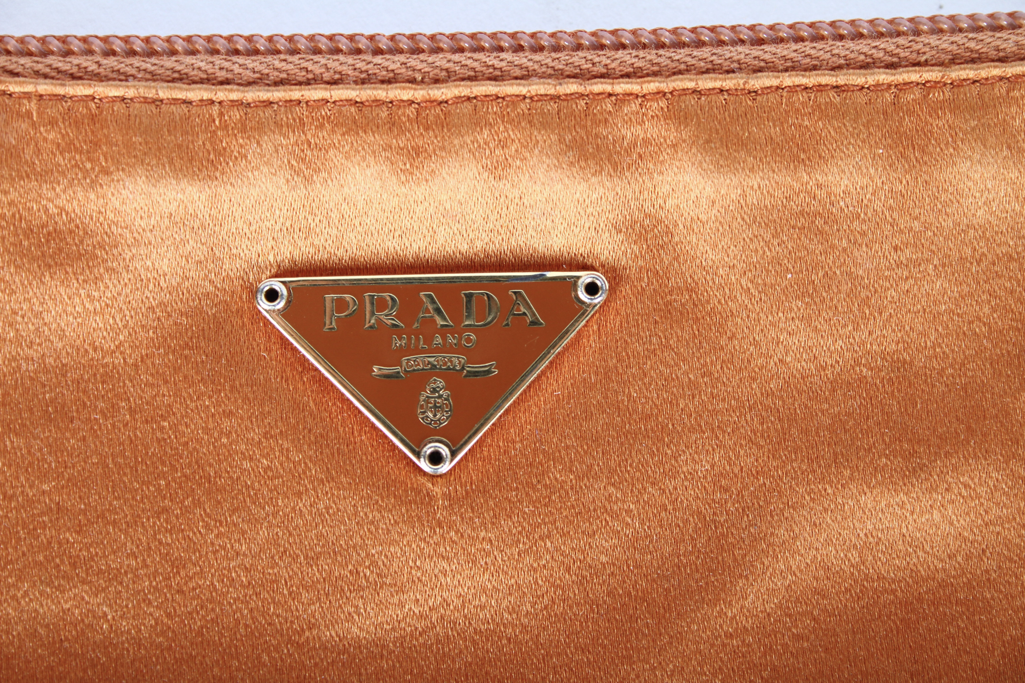 Satin Prada Pouch in Terracotta