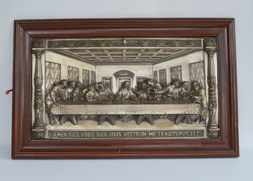 M. Registrado Framed Metal Relief "The Last Supper"