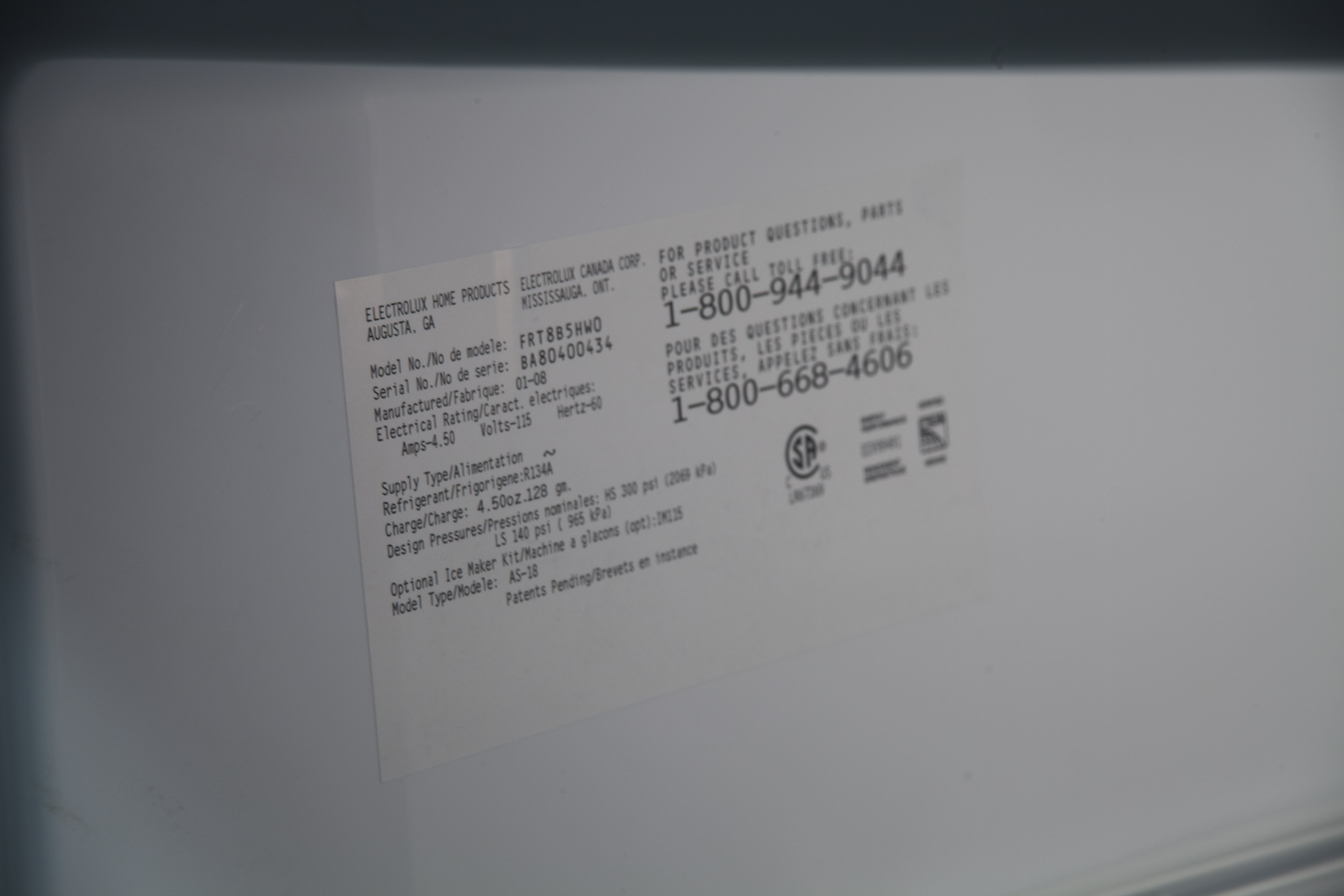 Frigidaire 18 Cubit Foot Refrigerator