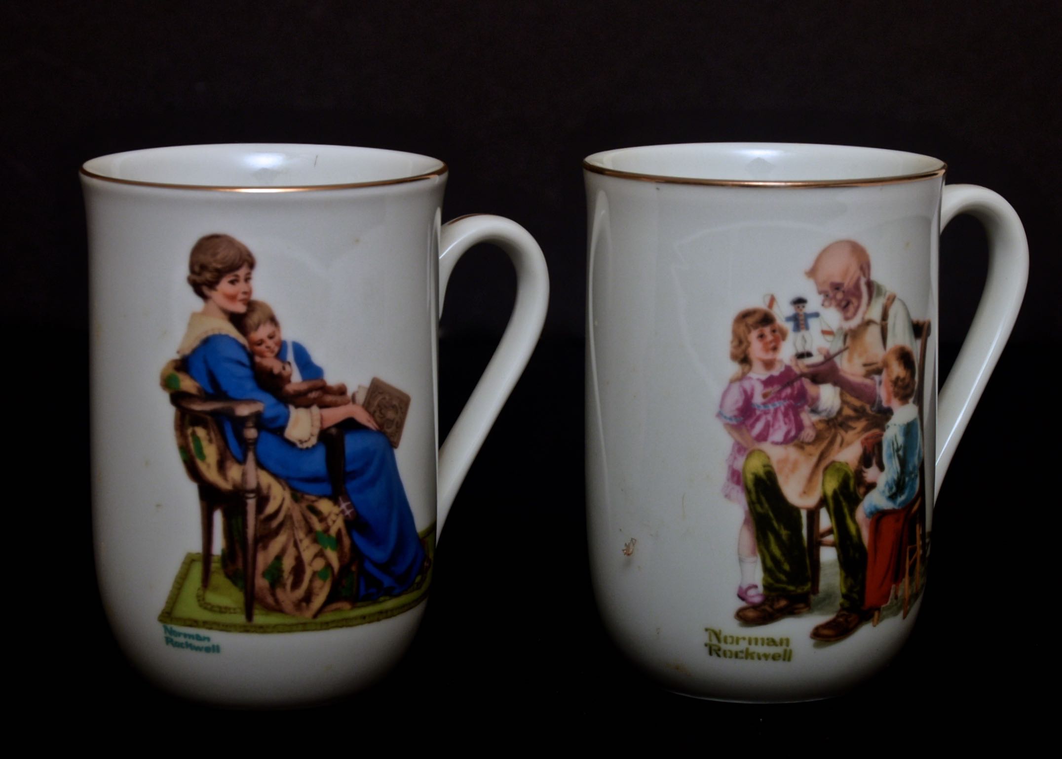 Collection of Vintage Norman Rockwell Museum Collections Plates and Mugs