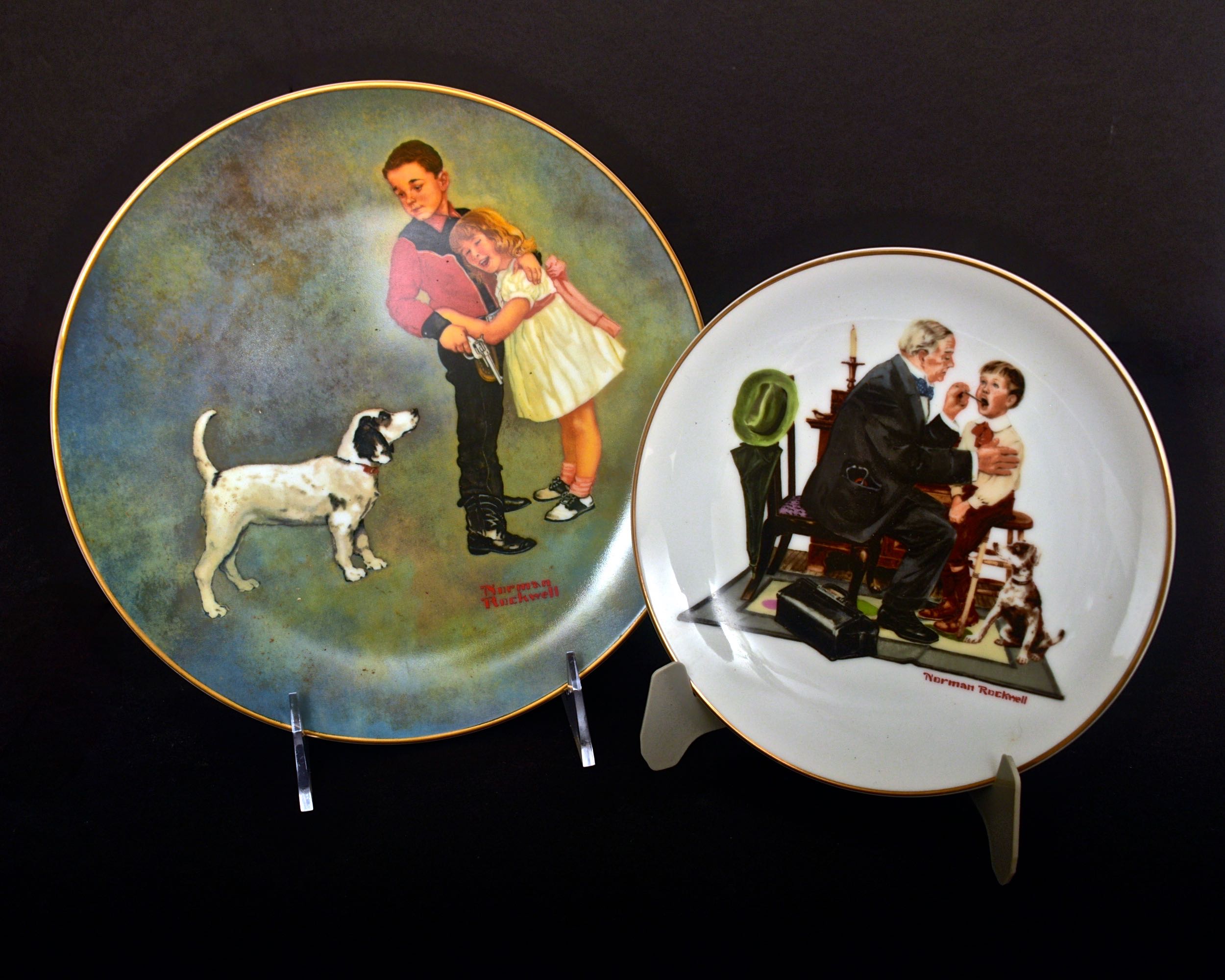 Collection of Vintage Norman Rockwell Museum Collections Plates and Mugs