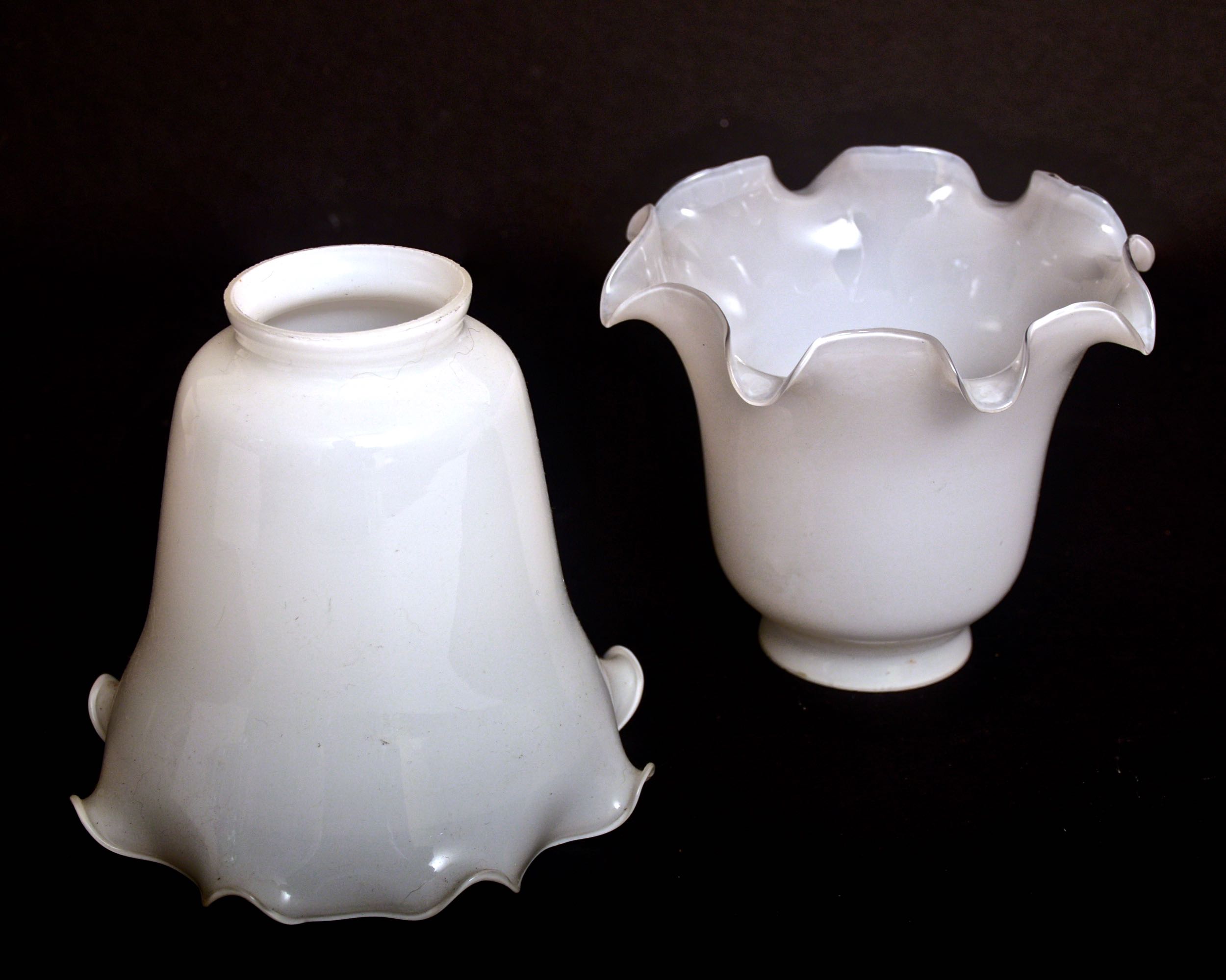 Collection of Vintage Milk Glass Lamp Shades