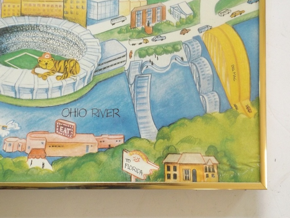 Illustrated Cincinnati Birds Eye View Poster