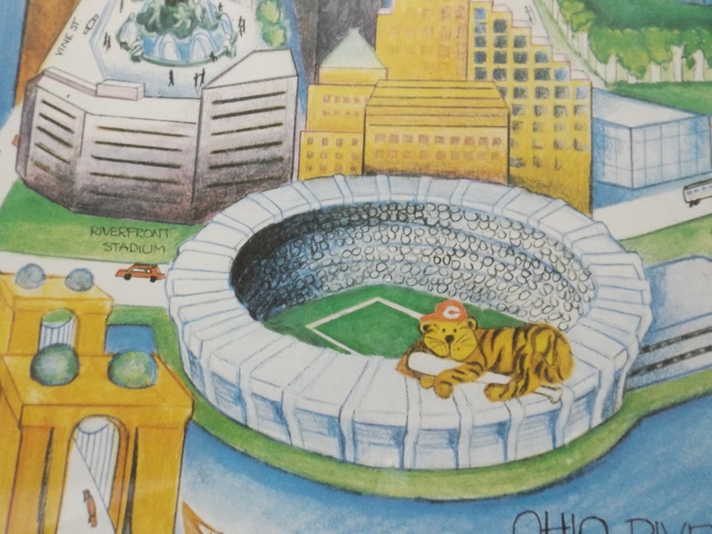 Illustrated Cincinnati Birds Eye View Poster