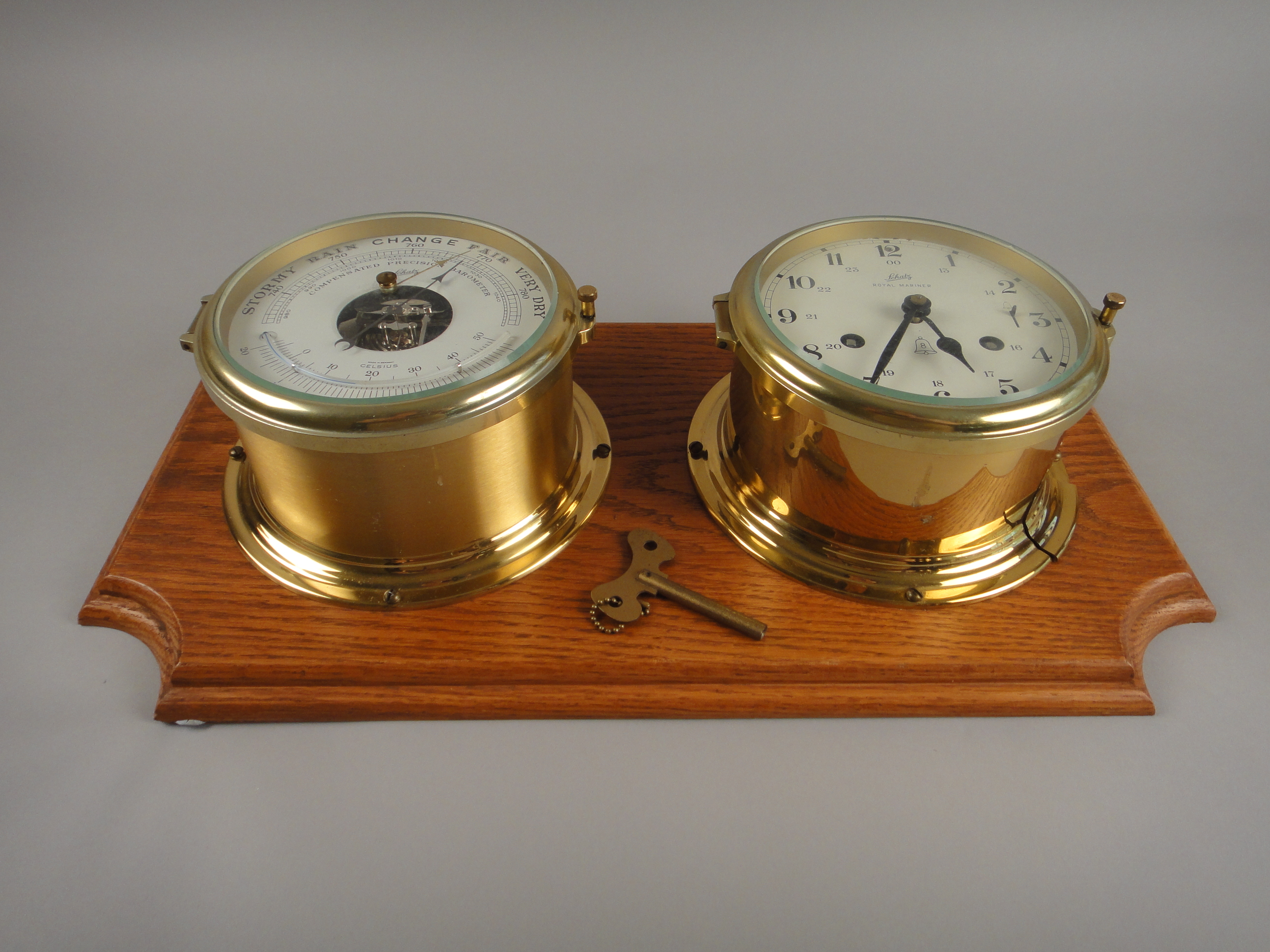 Vintage Schatz Royal Mariner Eight Day Clock and Barometer