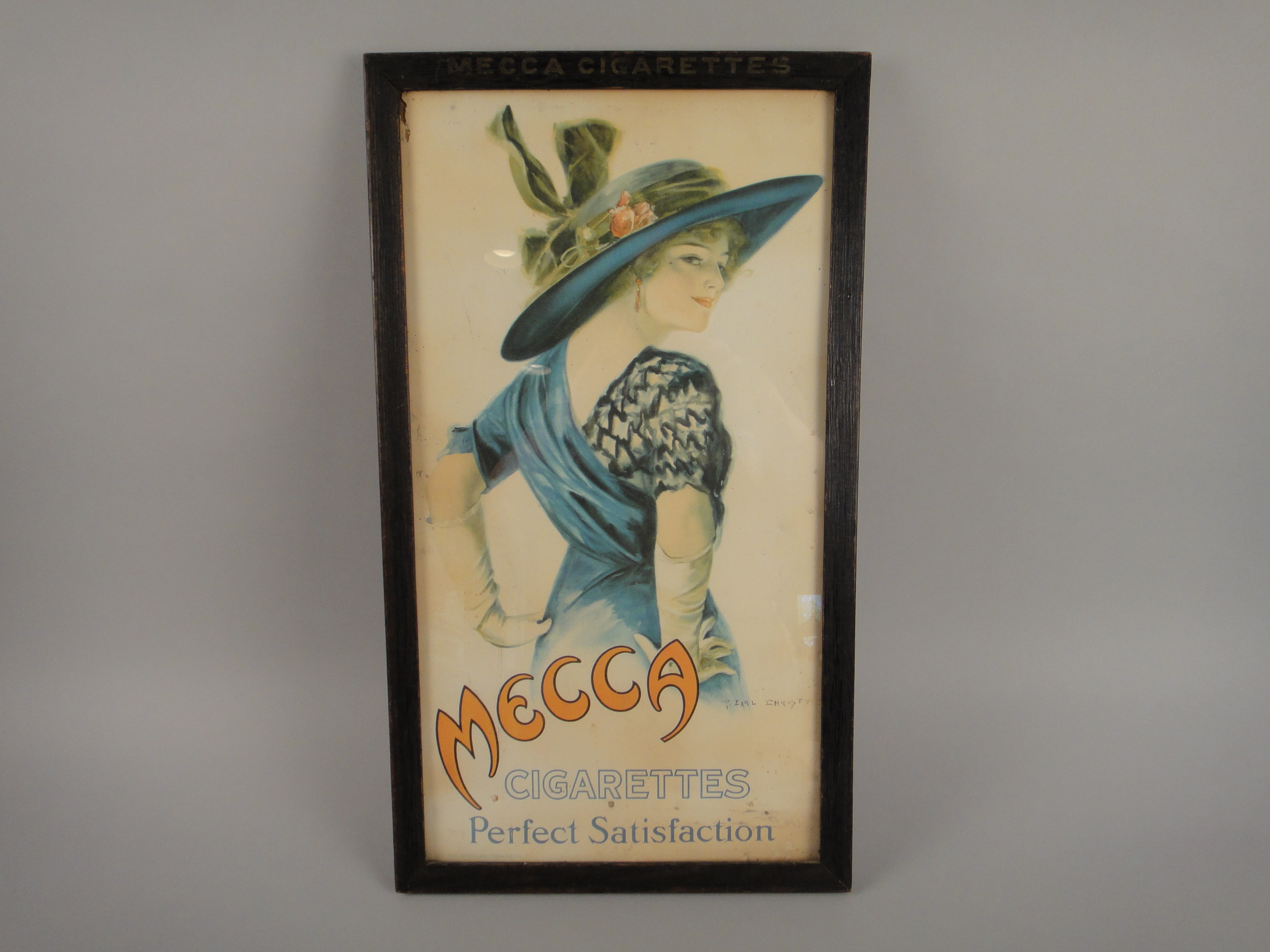 Vintage Original Mecca Cigarettes Advertising Framed Sign
