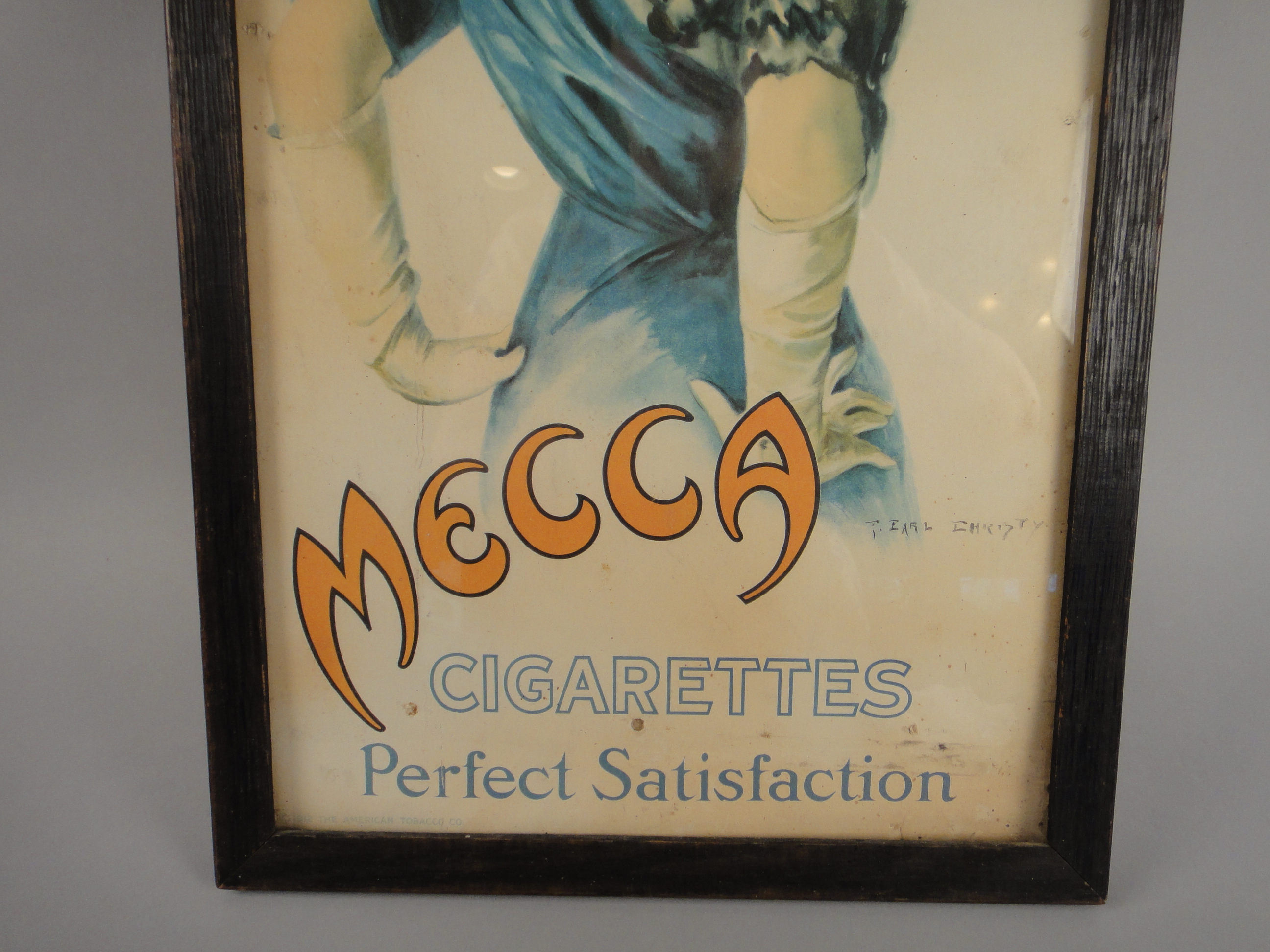 Vintage Original Mecca Cigarettes Advertising Framed Sign
