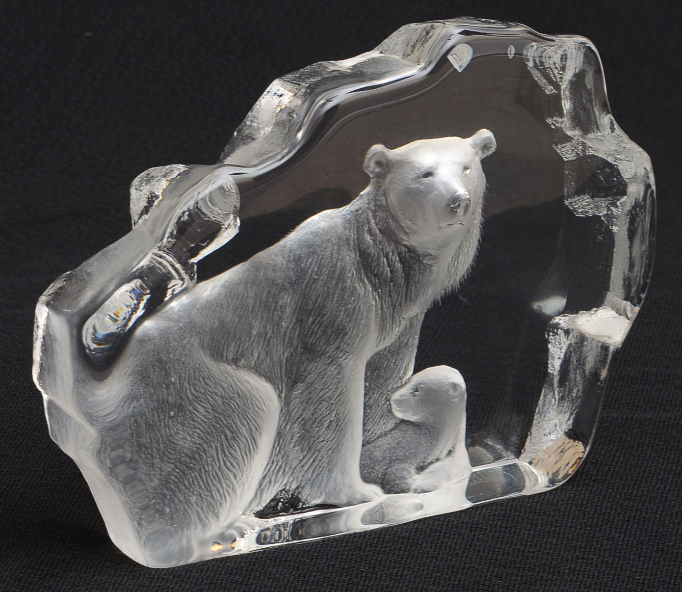 Mats Jonasson Crystal Intaglio Sculpture of Polar Bear