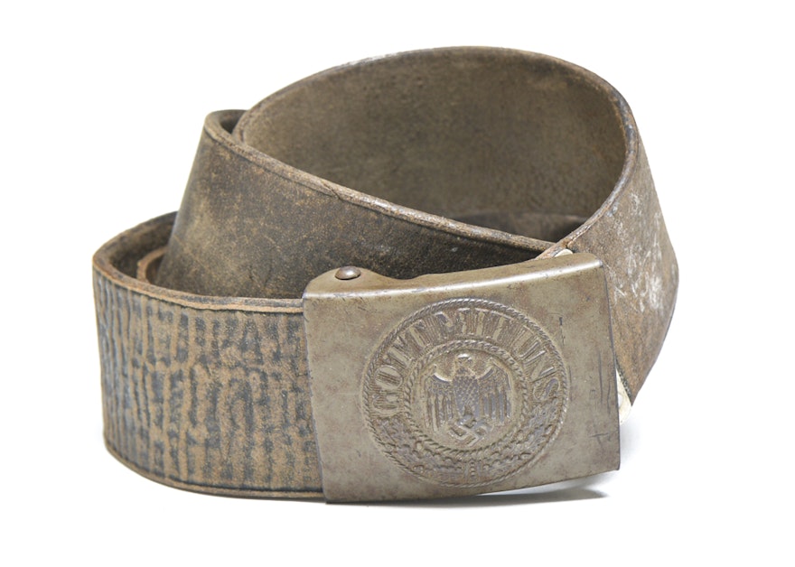 World War II German Army Belt Buckle with Leather Belt