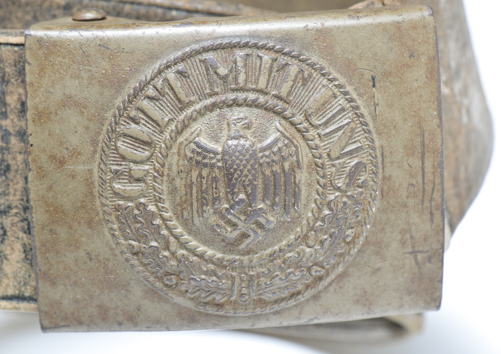 World War II German Army Belt Buckle with Leather Belt