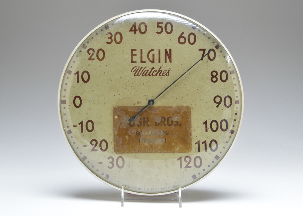 A Vintage Elgin Watches Advertising Thermometer