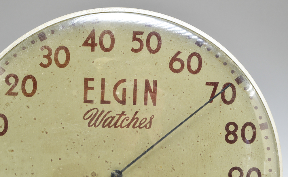 A Vintage Elgin Watches Advertising Thermometer
