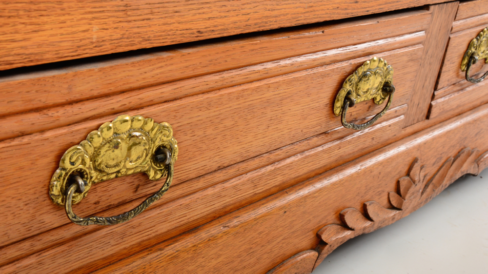 Late Victorian Oak Knock-Down Mirrored Wardrobe