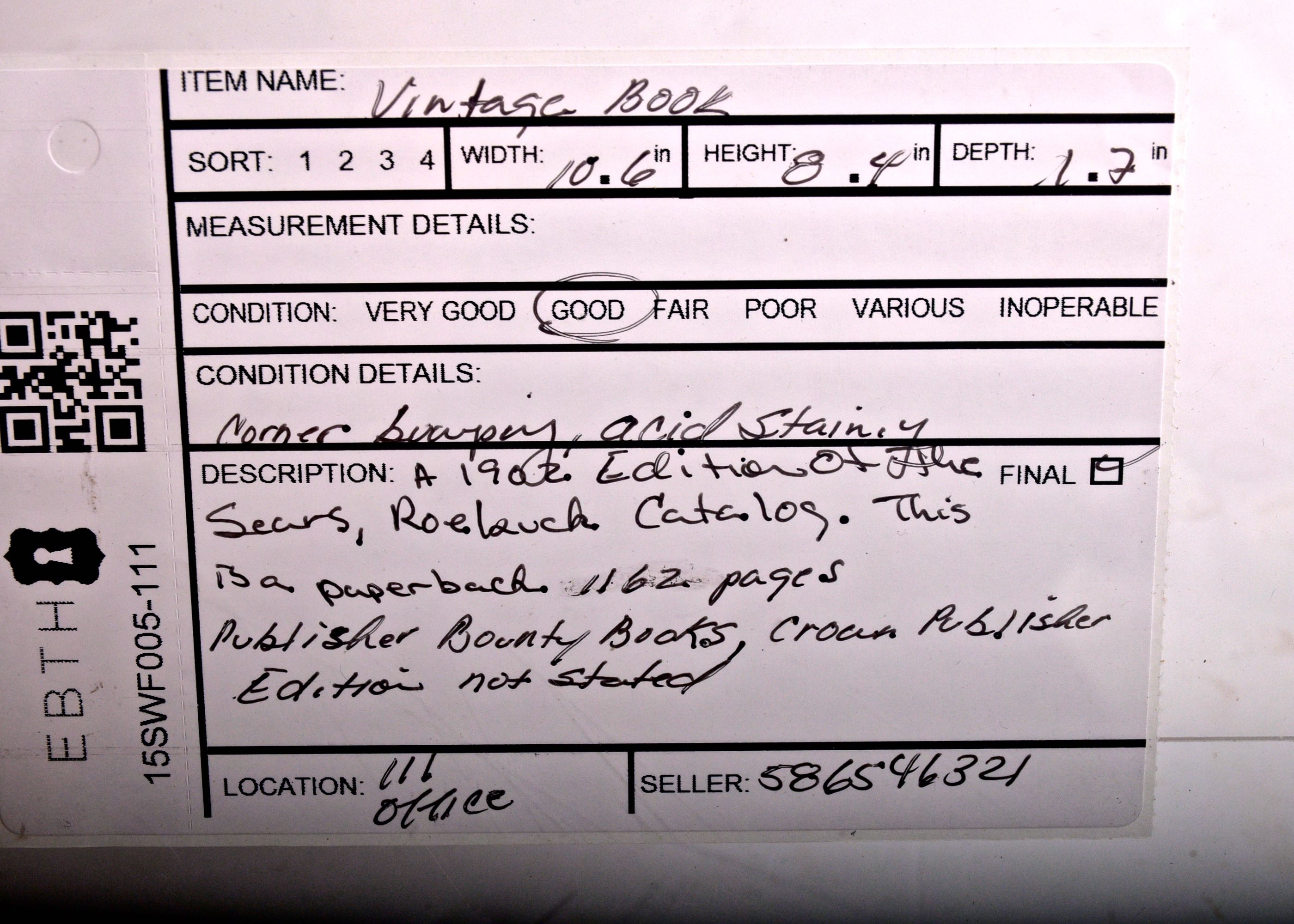 Vintage 1908 Sears Roebuck Catalogue